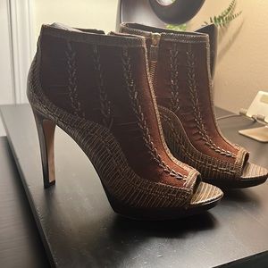 Vince Camuto Suede and Snake Weaved Booties